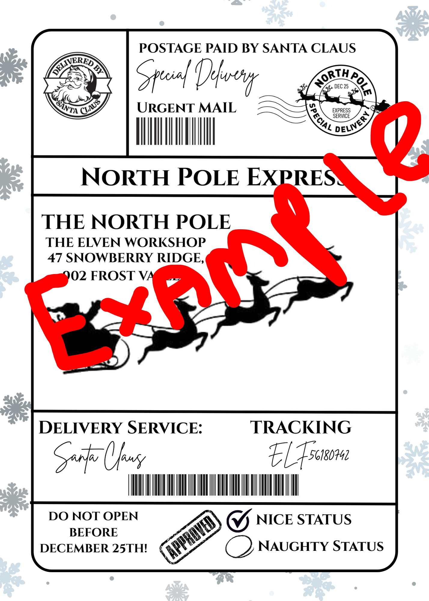 Santa Shipping label