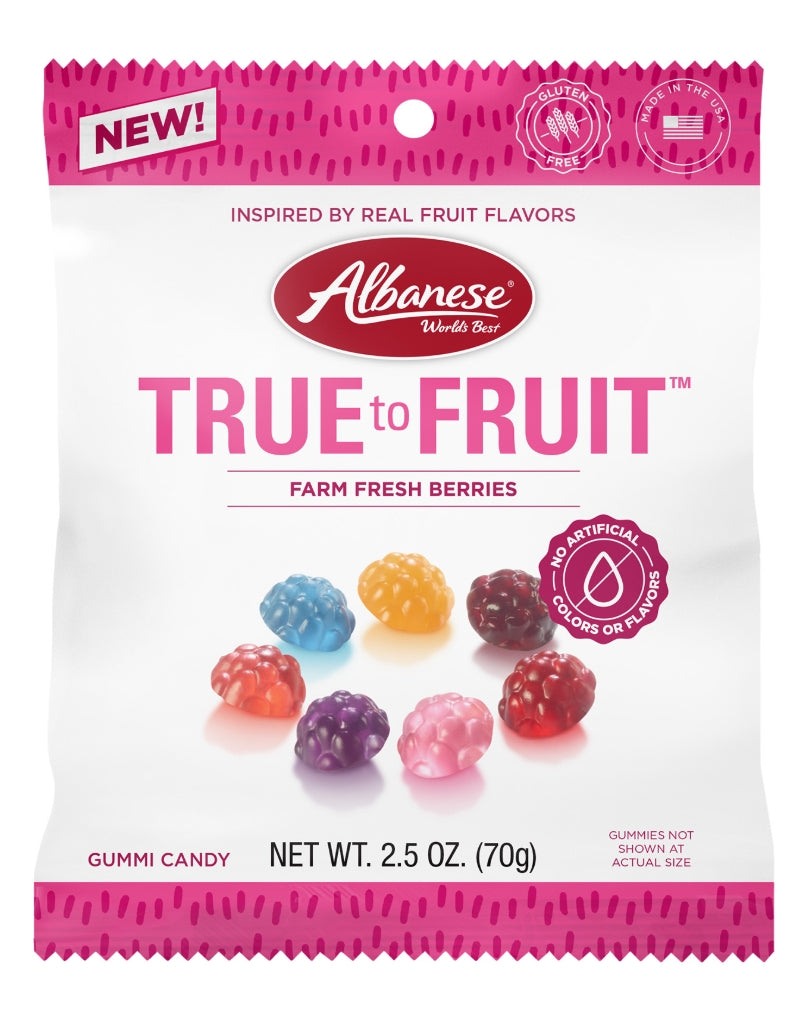 Albanese True to Fruit Farm Fresh Berries Gummi Candy Peg Bag 2.5oz (70g)