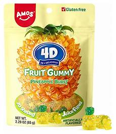 Amos 4D Fruit Gummy Pineapple Burst Peg Bag 6oz