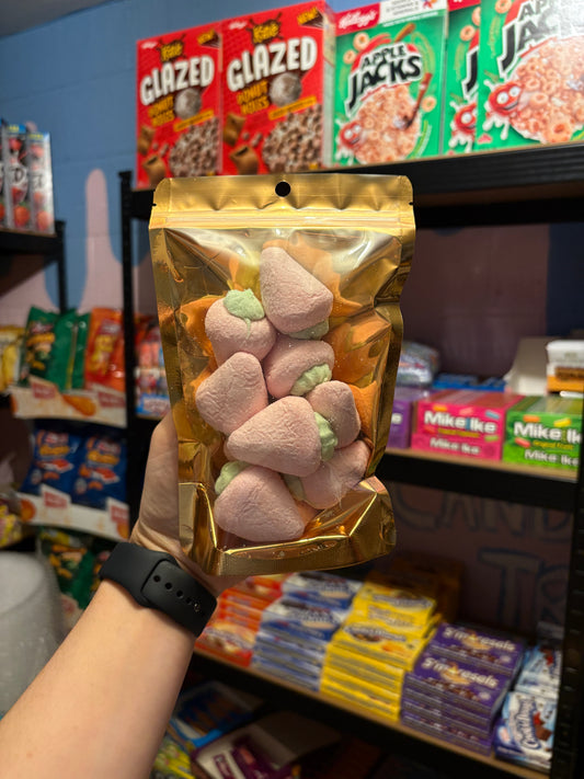 Jelly filled strawberry marshmallow