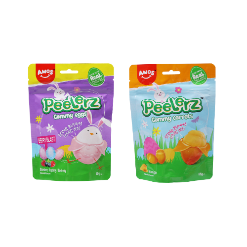 Amos Peelerz Carrots (Mango) and Eggs (Strawberry, Raspberry & Blueberry) 65g